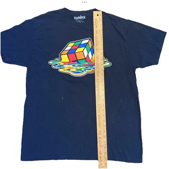 Rubik’s Cube Melting Cube Black Tee Shirt, Unisex Size XL - Picture 4 of 5